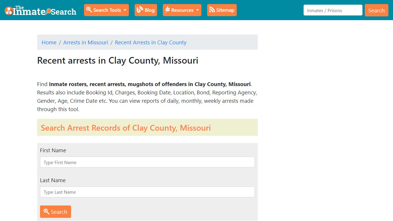 Recent arrests in Clay County, Missouri - The Inmate Search