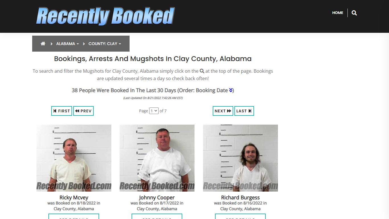 Recent bookings, Arrests, Mugshots in Clay County, Alabama