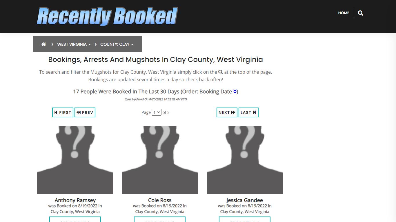 Recent bookings, Arrests, Mugshots in Clay County, West Virginia